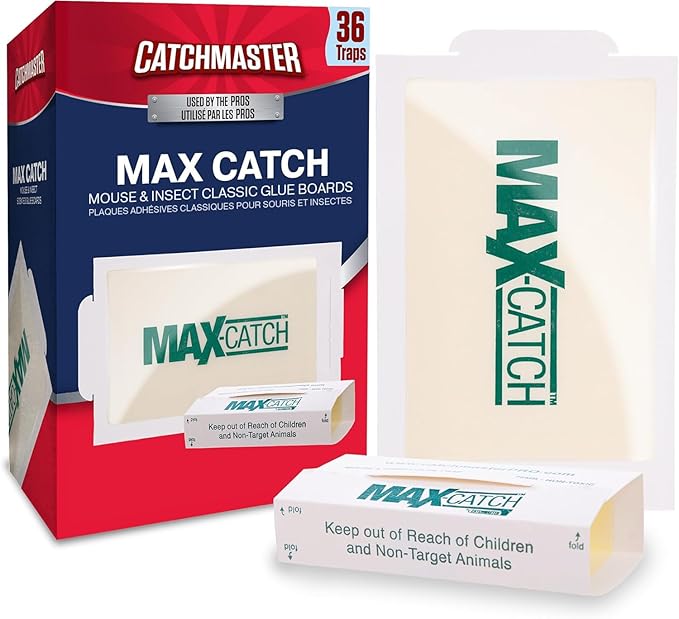 Catchmaster Max-Catch Mouse & Insect Glue Trap 36pk, Mouse Traps Indoor for Home, Sticky Pest Control Adhesive Tray for Catching Bugs, Bulk Classic Glue Boards