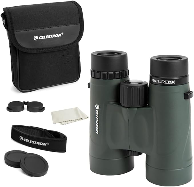 Celestron - Nature DX 8x42 Binoculars – Ideal for Birding and Outdoors – 42mm Objective Lenses – Wide 7.4° Field of View – BaK-4 Prisms – Fully Multi-Coated – Waterproof and Fogproof