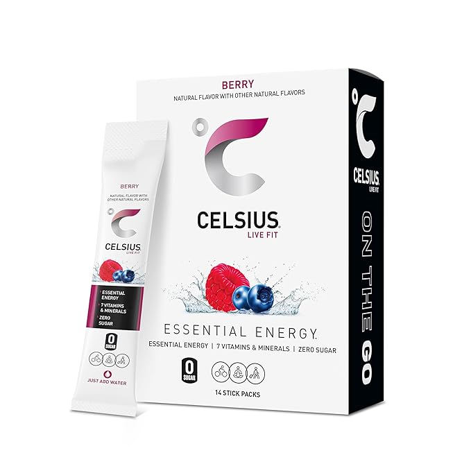 CELSIUS On-The-Go Powder Stick Packs, Zero Sugar (14 Sticks per Pack)