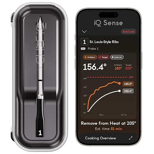 CHEF iQ Sense | Smart Wireless Meat Thermometer | Ultra-Thin Probe | WiFi Unlimited Range | 1000°F Heat Safe | 5 Sensors | BBQ, Grill, Oven, Smoker, Air Fryer | Gen3