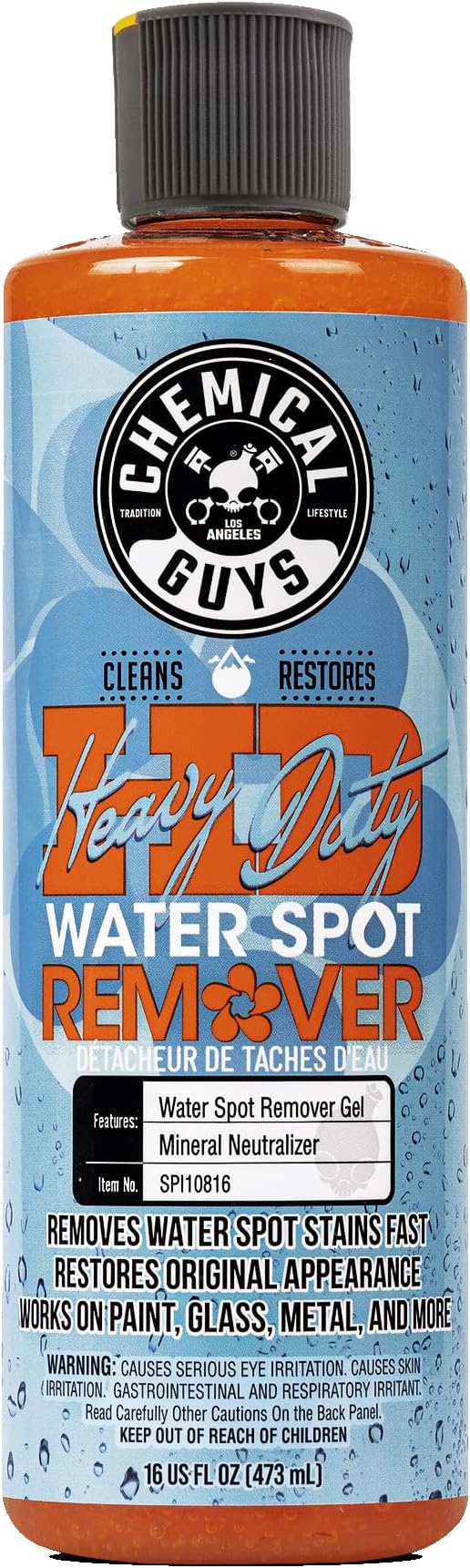 Chemical Guys Heavy Duty Water Spot Remover Gel for Paint, Glass, and Metal - Mineral and Water Spot Remover for Cars, Trucks, Motorcycles, RVs & More - 16 oz