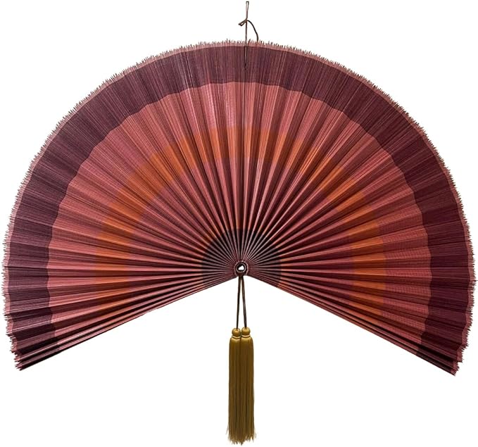 ChumDecor Fan Wall Decor,Japanese Chinese Wall Fans Decor, Boho Hanging Headboard,Decorative Folding Fan for Over Bed Decorations (Terracotta, 48inch)