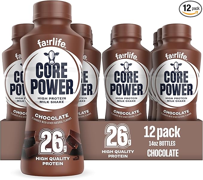 Core Power Protein Shake, Chocolate, 26g Bottle, 14oz, 12 Pack