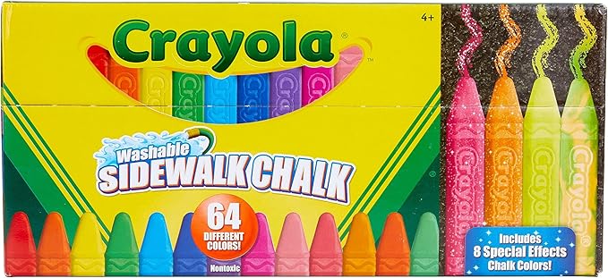 Crayola Ultimate Washable Chalk Collection (64ct), Bulk Outdoor Sidewalk Chalk for Kids, Outdoor Activities & Spring Crafts, Gifts for Kids