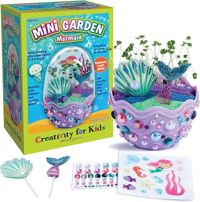 Creativity for Kids Mini Garden: Mermaid Terrarium Kit - Mermaid Gifts for Girls, Crafts and Toys, Stocking Stuffers for Kids (Ages 6+)