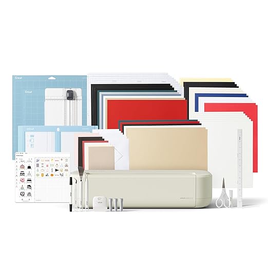 Cricut Explore® 5 Deluxe Bundle + $100 Digital Content, Taupe - Precise Cutting Machine - Works w/100+ Materials - Sleek Design - Includes Supplies for 100 Projects + Additional Bonus Digital Content