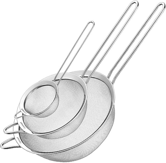 Cuisinart, Mesh Strainers, Stainless Steel Mesh Strainers for Kitchen, Fine Mesh Kitchen Strainer Set for Sifting, Straining and Cooking, Ctg-00-3Ms, 3 Count