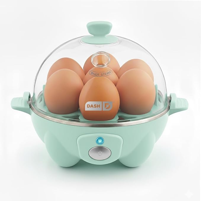 Dash Rapid Egg Cooker - Boiler, Poacher & Steamer - Includes Measuring & Recipe Guide - Dishwasher Safe - BPA Free - Holds 7 Eggs, Aqua