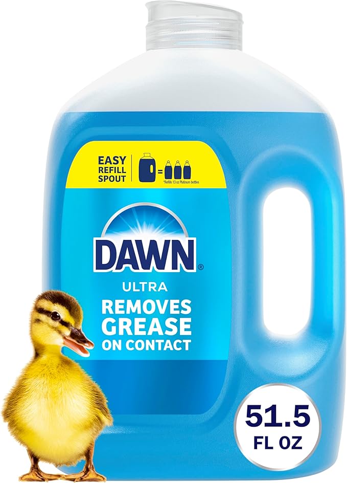 Dawn Ultra Original Dish Soap Refill Jug, Large Size Blue Liquid Dishwashing Detergent, Powerful Dish Soap for Grease, 51.5 oz