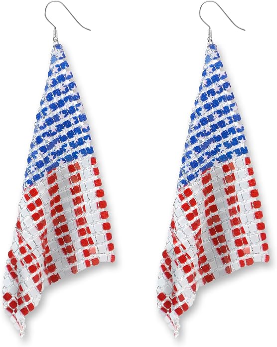 DAYANEY 4th of July Earrings 250 Anniversary USA Merchandise Patriotic Earrings, Red White and Blue Earings for Women and Girls American USA Flag Jewelry as Fourth of July Accessories for Independence Day Outfit Gifts