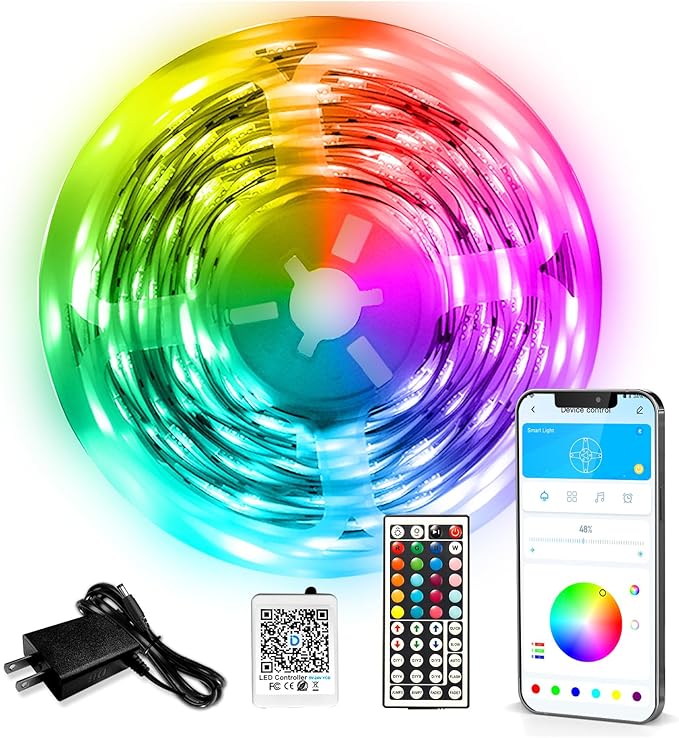 DAYBETTER LED Strip Lights 110ft, Smart Lighting Strips with App Remote Control, RGB Music Sync Color Changing Lights for Bedroom Kitchen Party Home Decor Luces led para cuarto (1 Roll)