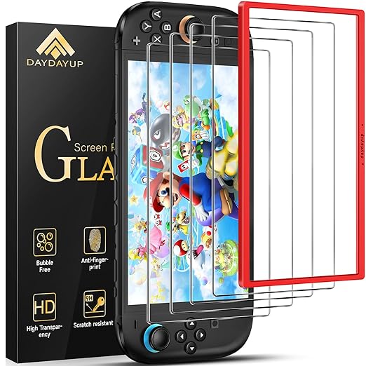 daydayup 4-Pack Screen Protector Tempered Glass for Nintendo Switch 2 [7.9 inch] 2025 with [Alignment Frame] -HD Clear Anti-Scratch Travel Transparent Clear Screen Protector