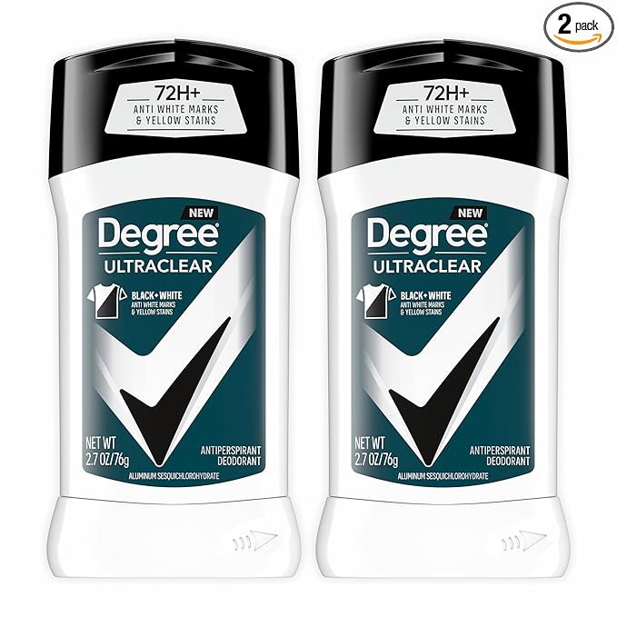 Degree Men UltraClear Antiperspirant Deodorant Black+White 2 Count 72-Hour Sweat & Odor Protection Antiperspirant For Men With MotionSense Technology 2.7 oz
