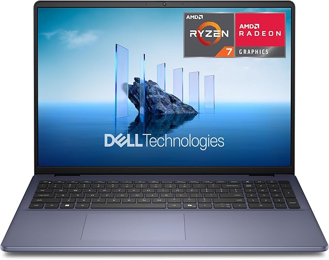 Dell 16 Laptop DC16256-16.0-inch 16:10 FHD+ Anti-Glare Non-Touch Display, AMD Ryzen 7 250, AMD Radeon Graphics, 16GB Memory, 1TB SSD, Backlit Keyboard with Fingerprint Reader, Windows 11 Home