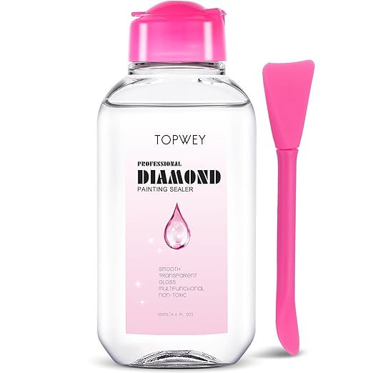 Diamond Painting Sealer, Topwey Diamond Painting Adhesive with Applicator Helps retain Your Diamond Sparkle, Also Applicable to Puzzles for Adults (125 ML 4.4 Fl Oz)