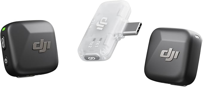 DJI Mic Mini (2 TX + 1 Mobile RX), Wireless Lavalier Microphone for iPhone 17/16/15 & Android/PC/Tablet, Plug-and-Play, 300m Transmission, Ultralight, Active Noise Cancelling, YouTube, Vlog, Streaming