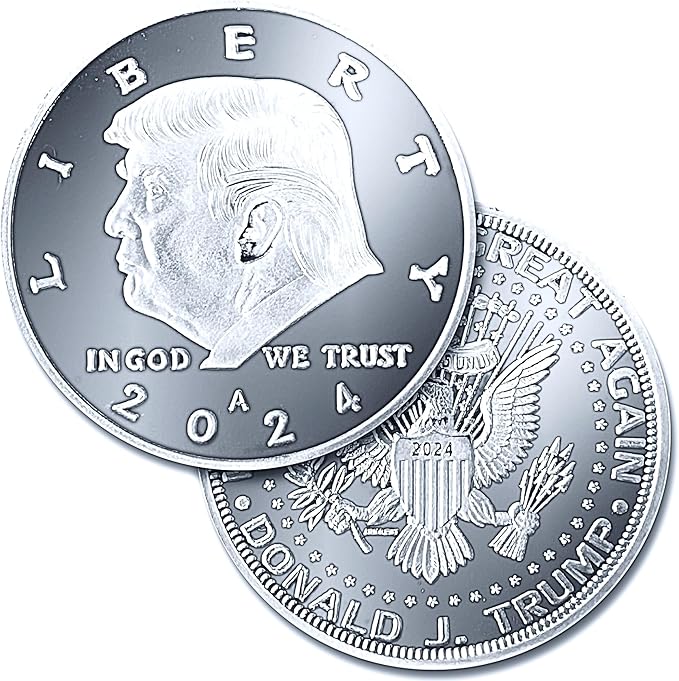 Donald Trump Silver Coin 2024 with Certificate of Authenticity, President Coin, Trump Coin Collectors, Silver Plated, 38mm x 2mm