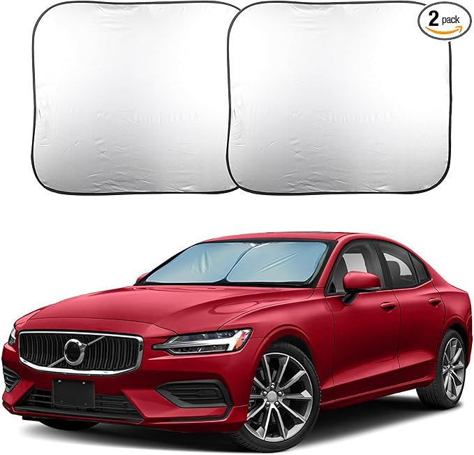 EcoNour 2 Piece Foldable Car Windshield Sun Shade – UV & Heat Protection, Interior Cooling, Durable Upgraded Design, Easy Fold, Front Window Sunshade - Medium (31" L x 28" W)