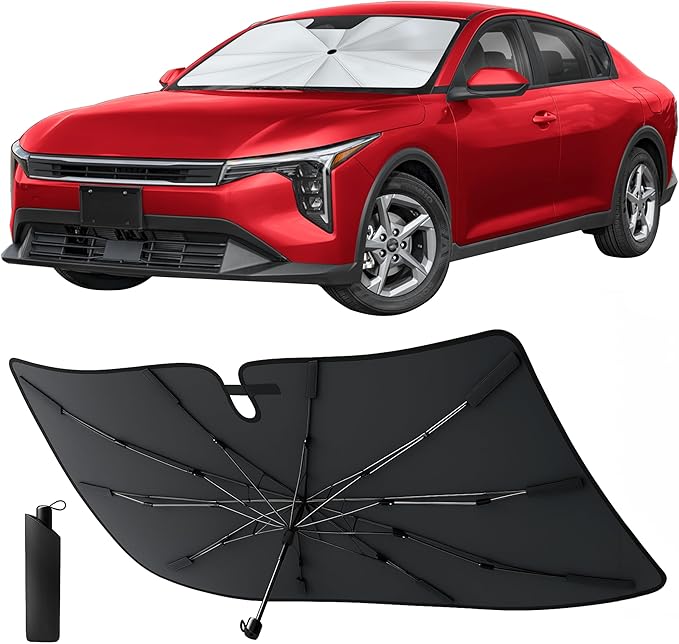 Econour Windshields Sun Shade for Car | Medium Foldable Car Sunshade & Window Tint | UV & Heat Protection Front Window Sun Shield, Keeps Interior Cool, Fits Sedans SUVs & Trucks (57” x 33”)