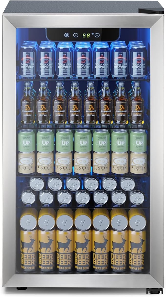 Electactic Mini Fridge 130 Can Beverage Refrigerator Cooler, 3.2 Cu.Ft Drink Fridge forSoda Wine Beer, Digital Temperature Control Cooler for Home, Dorm, Bar