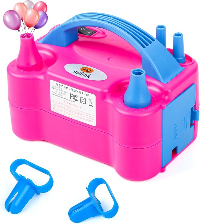 Electric Balloon Pump, Portable Electric Balloon Blower Machine Balloon Air Pump Dual Nozzle 110V 600W Balloon Inflator for Party Decorations