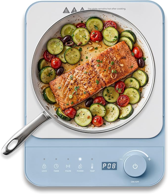 Elite Gourmet Slim Portable Induction Cooktop, 1500W Countertop Burner with 10 Power Levels & Temperature Control (140°F–465°F), Ultra-Slim 2" Design, Digital Touch Controls, Timer & Child Lock