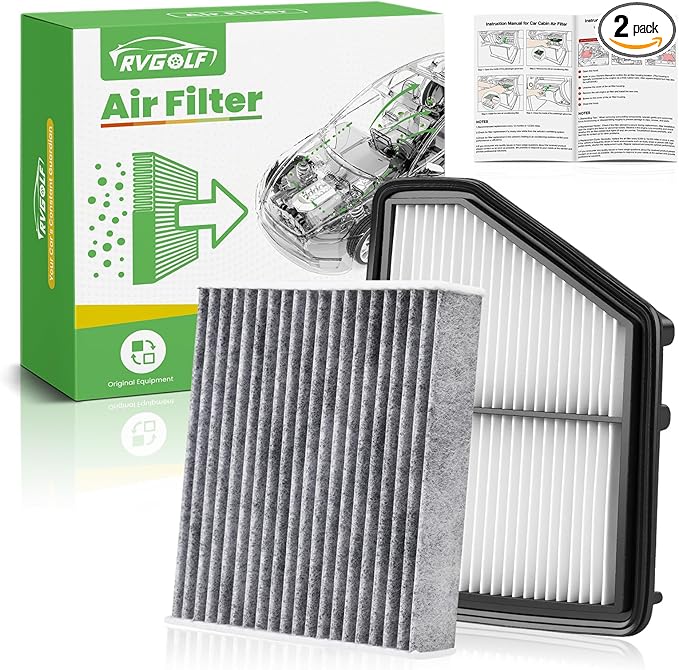 Engine+Cabin Air Filters Set Fit for Honda Civic 2016-2026 (2.0L), HR-V HRV 2023-2026 (2.0L) (Only Naturally Aspirated, Not for Type-R!) AC Filter Replacement CF11182 CA12051