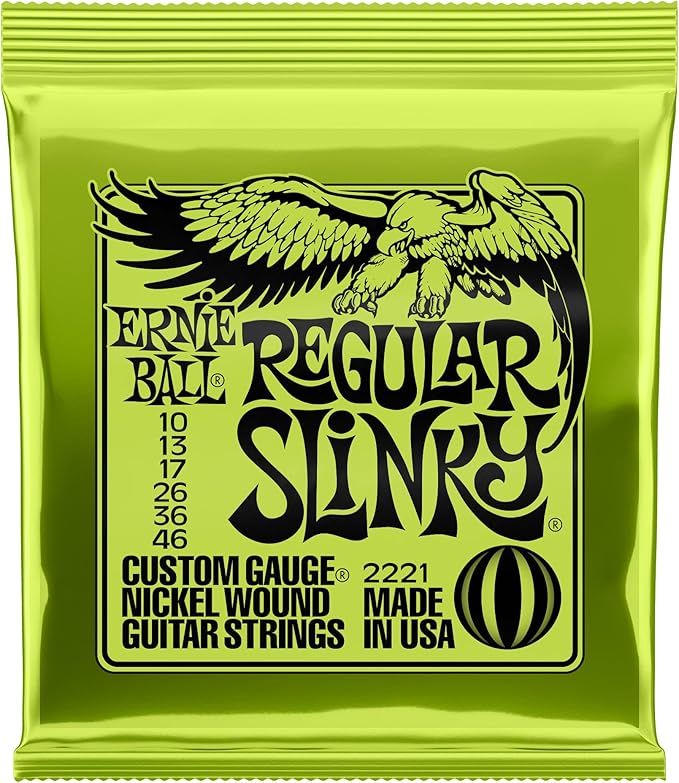Ernie Ball Regular Slinky Nickel Wound Electric Guitar Strings, 10-46 Gauge (P02221)