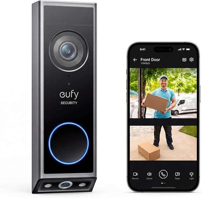 eufy Security Video Doorbell E340,No Subscription,Dual Cameras,2K FHD,Head-to-Toe View, Doorbell Camera Wireless & Wired, Color Night Vision, Two-Way Talk, AI Motion/Package Detection, Built-in 8GB