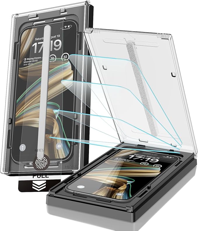 EZ-GLAZ-4 Pack for iPhone 16 Pro Max Screen Protector[6.9"] 9H+ Hardness 12FT Military Grade Shatterproof Long Durable Tempered Glass Film with Flawless Fit Box, HD Clear, Scratch Resistant