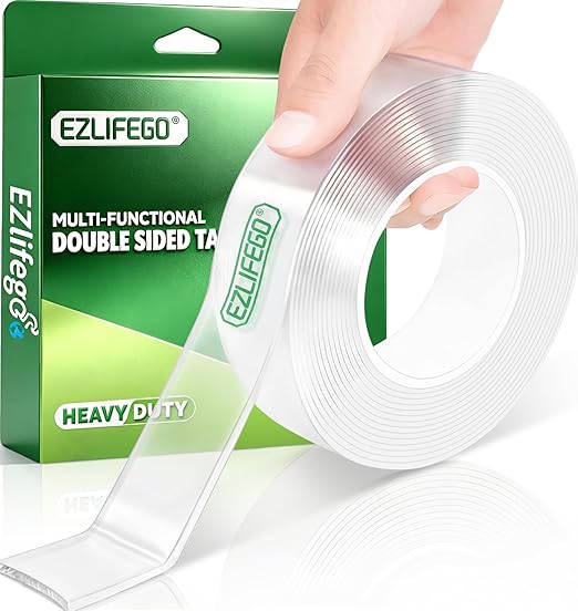EZlifego Double Sided Tape Heavy Duty, Nano Double Sided Adhesive Tape, Clear Mounting Tape Picture Hanging Adhesive Strips (9.85FT)