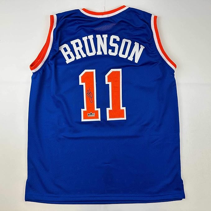 Facsimile Autographed Jalen Brunson New York Blue Reprint Laser Auto Basketball Jersey Size Men's XL