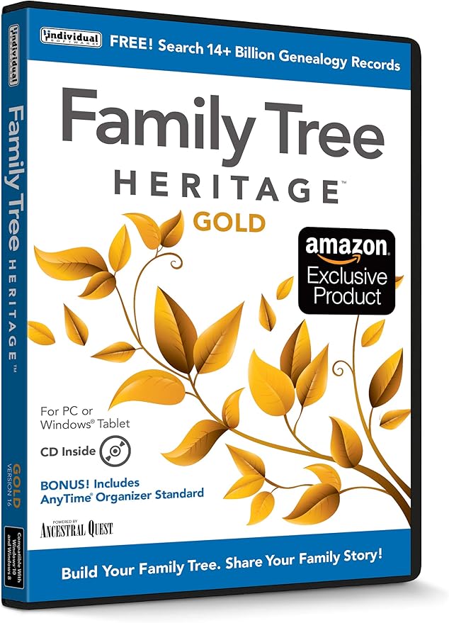 Family Tree Heritage Gold 16 - Genealogy Software - Includes Free Searches to FamilySearch, the World's Largest Genealogy Database - CD/PC