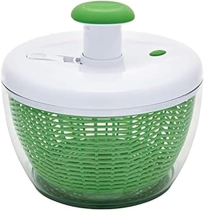 Farberware Easy to use pro Pump Spinner with Bowl, Colander and Built in draining System for Fresh, Crisp, Clean Salad and Produce, 6.6 quart, Green