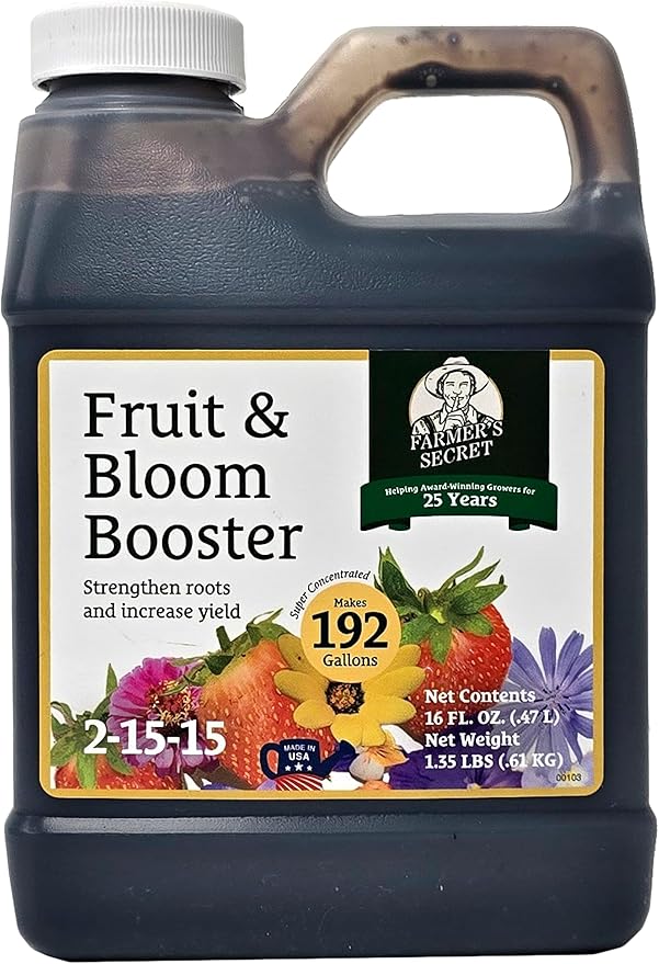 Farmer’s Secret Fruit & Bloom Booster Fertilizer - Super Concentrated - Boosts Flowering and Yield on All Varieties of Fruits, Vegetables and Flowers (16oz)