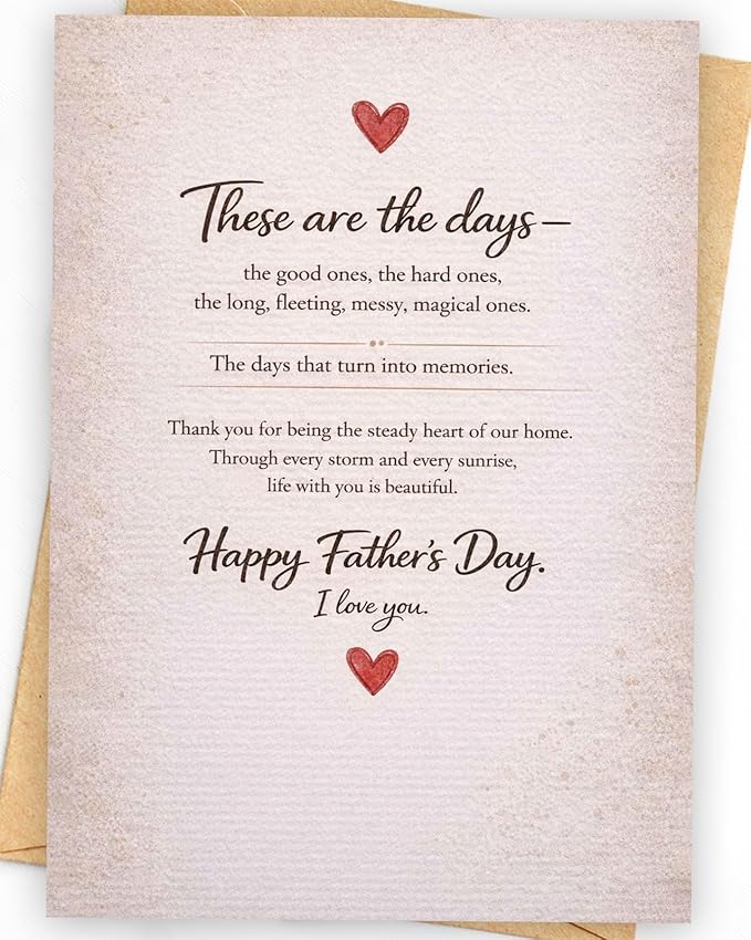 Fathers Day Card for Husband, Men, Romantic Fathers Card from Wife, for Boyfriend Fiance on Fathers Day Gift Decoration Idea