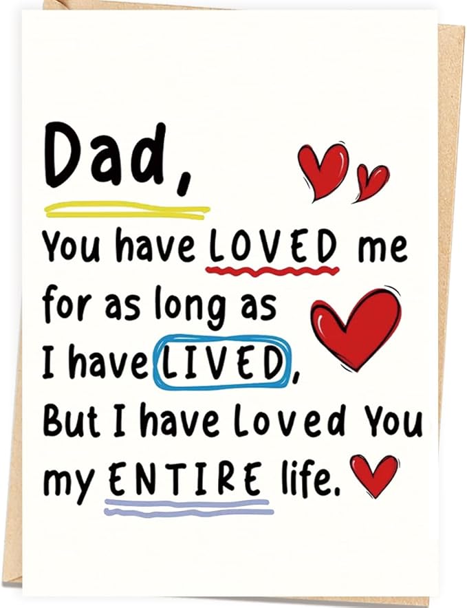 Fathers Day Card Gift for Dad from Daughter Son, Minimalist Premium Design, Funny Father's Day Decoration Ideas