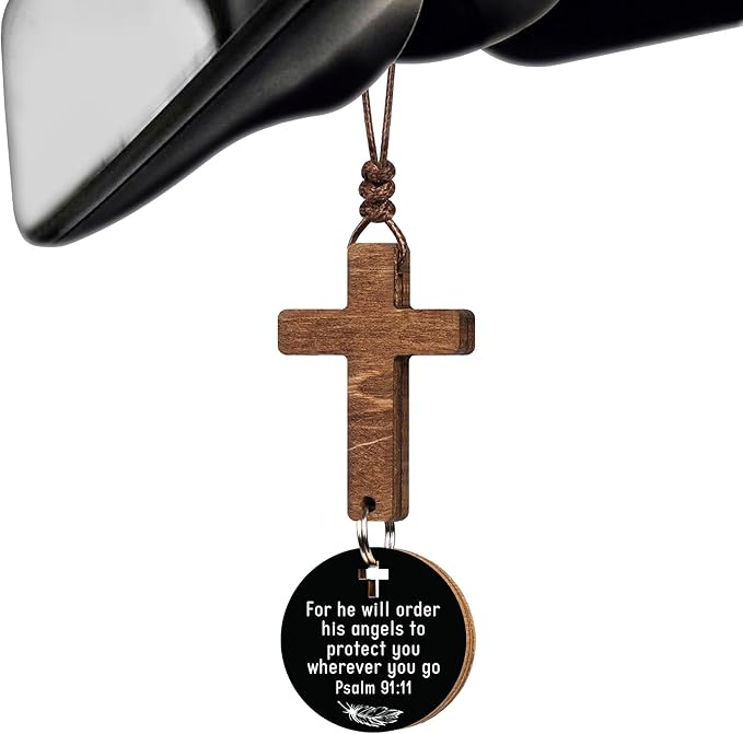 Fathers Day Dads Gift for Dad, Husband - Bible Verse Cross for Car Mirror Hanging - Christian Gifts for Men, Dad - Christian Car Accessories - Jesus Religious Gifts, Birthday Gift for Men, Father