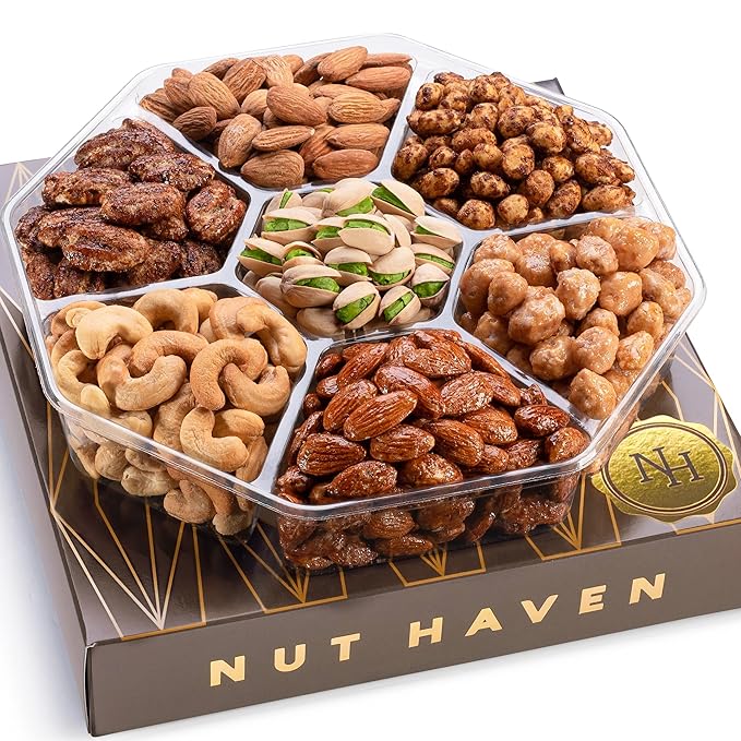 Fathers Day Nuts Gift Basket - Assortment of Sweet & Roasted Salted Gourmet Nuts - Food Gift Box for Dad, Him, Husband, Wife, Daughter, Christmas, Father's Day, Mother's Day, Sympathy, Family, Men & Women
