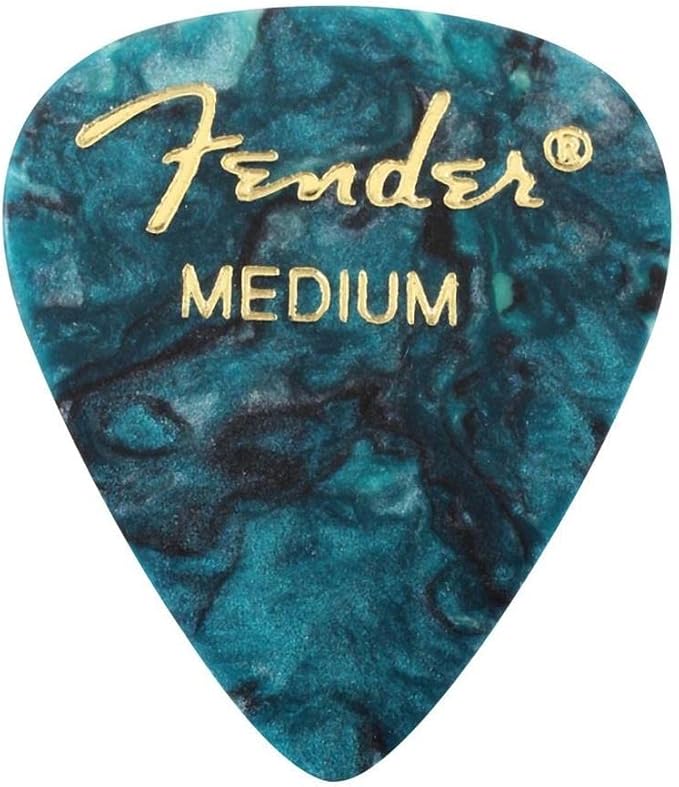 Fender Premium Celluloid Guitar Picks 351 Shape, Ocean Turquoise, Medium Thickness, 12 Pack