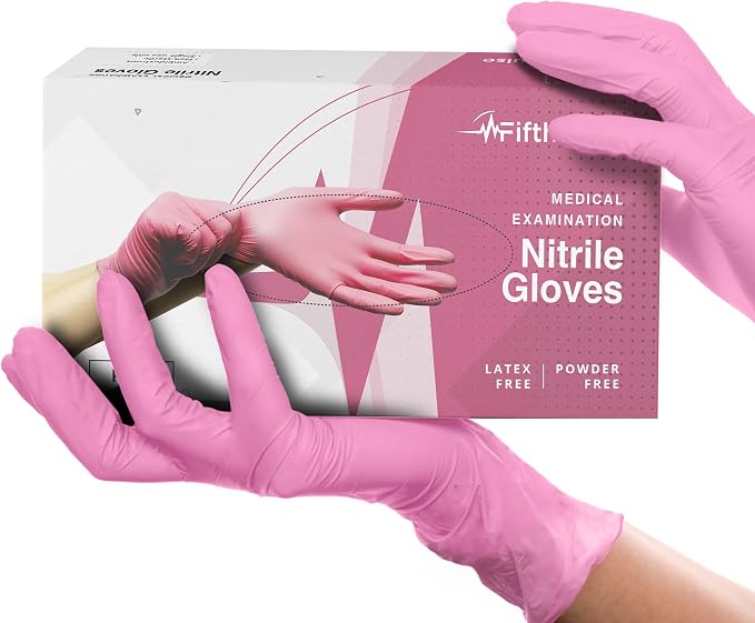 FifthPulse Fuchsia Hot Pink Nitrile Disposable Gloves -3 Mil Medical Exam Nitrile Gloves -Powder and Latex Free