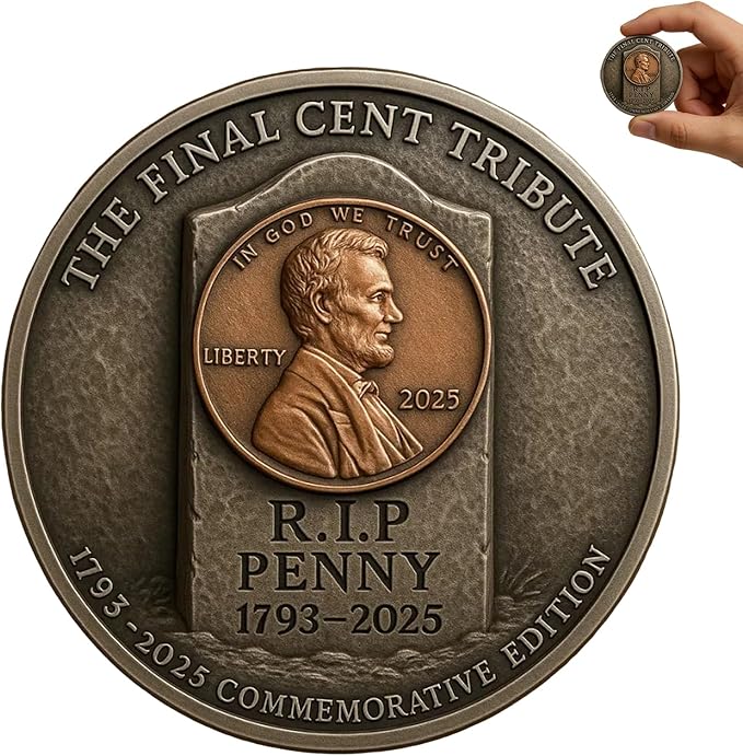 Final Cent Memorial Coin (1909-2025) - Last Penny Coin, Lincoln Penny Tribute, Historical Commemorative Coin for US Penny Era, Nostalgic Collector's Gift