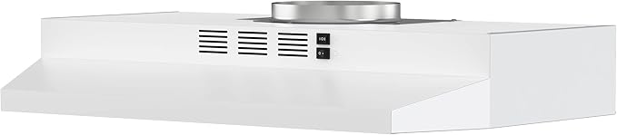 FIREGAS Range Hood 30 inch Under Cabinet, Kitchen Hood with 2 Speed Exhaust Fan,Ducted/Ductless Convertible, Rocker Button Control,300 CFM, White Stove Hood Vent Aluminum Filter Included