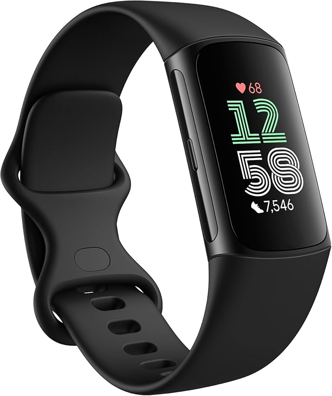 Fitbit Charge 6 Fitness Tracker with Google Apps - Heart Rate on Exercise Equipment - 3-Month Google Health Premium Membership Included - Health Tools - Obsidian/Black - Small&Large Bands Included