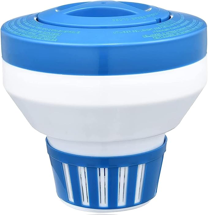 Floating Chlorine Dispenser, Pool Spa Chlorine/Bromine Floater,7" Large Capacity Floating Chlorinator & Bromine Holder Fits 3 Inch Chemical Tablets（Collapsible）