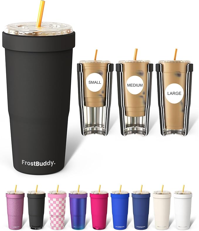 Frost Buddy Togo Buddy | 30 oz Stainless Steel Vacuum Insulated Tumbler | To Go Coffee Cup – Iced Coffee Cups, Iced Coffee Sleeve, Travel Mug, Thermal Cup for Hot & Cold Drinks, Dunkin Cup (Black) | Vacuum Insulated