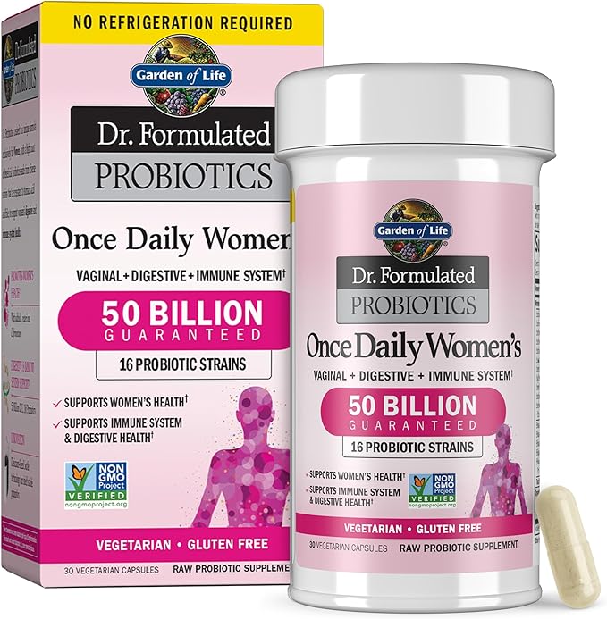 Garden of Life Dr. Formulated Once Daily Women's Probiotics with 50 Billion CFU & Organic Prebiotics – Vaginal Health, Digestive Support, Immune Support, Dairy Free, 30 Capsules