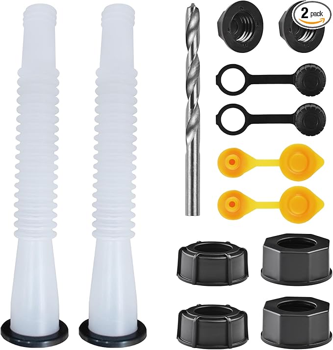Gas Can Spout Replacement Kit, Gas Can Nozzle Replacement (2 Kit-White) All gaskets are installed and ready to use upon receipt. For 1/2/5/10 gallon gas can. Easy and convenient to use