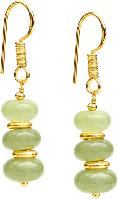 Gempires Lightweight Beaded Earrings Handmade Gemstone Jewelry Hypoallergenic Gold Plated Dangling Earrings For Women