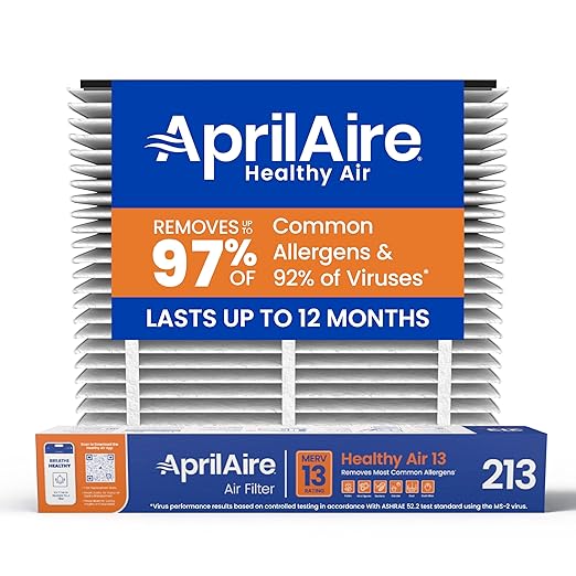 Genuine AprilAire 213 Replacement Filter for AprilAire Whole-House Air Purifiers - MERV 13, Healthy Home Allergy, 20x25x4 Air Filter (Pack of 1)
